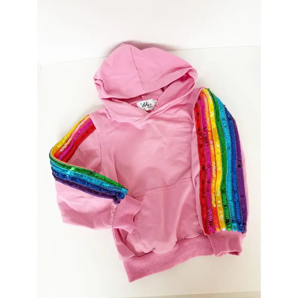 Lola + The Boys Pink Sequin Rainbow Tracksuit Set Size 2